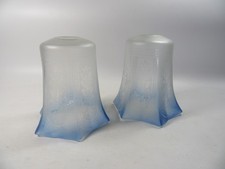 PAIR of Art Deco Blue tinged /