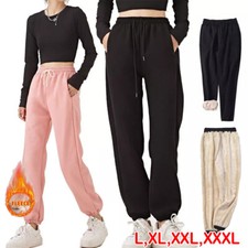 Ladies Leggings Thermal Waist Warm Extra Thick Drawstring Fleece Stretchy Pants