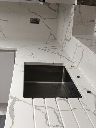 Calacatta quartz kitchen - quartz,
