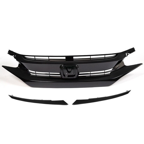 Front hood mesh grille glossy - front,