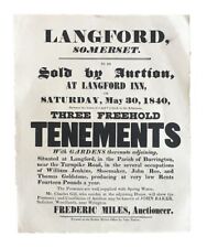 1840 SOMERSET AUCTION HANDBILL Property FREEHOLD TENEMENTS Langford
