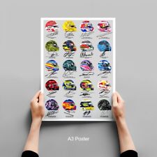 2025 FORMULA ONE ALL DRIVERS HELMETS SIGNED POSTER PRINT PHOTO F1 LEWIS HAMILTON