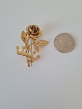 Vintage Gold Tone Rose & Crown