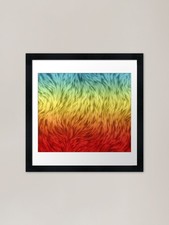 Blue Gold Red Wolf Fur Framed