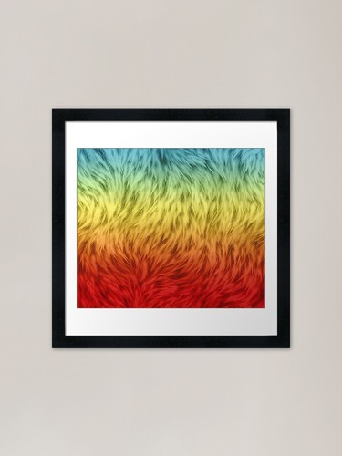 Blue gold red wolf fur - fur, framed