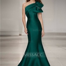 Missacc Trumpet/Mermaid One-Shoulder Sleeveless Satin Bridesmaid Dresses w/Bow