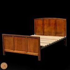 Arts & Crafts Lakes School English Oak Bed c. 1930.