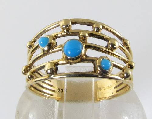 Wide 9ct gold turquoise - 9k,