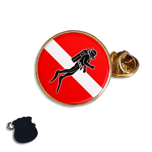 Scuba diver down enamel lapel - enamel,