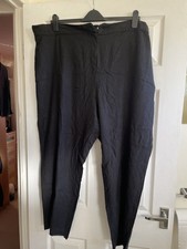 Ladies Yours Black Linen Straight Legged Trousers -size 30