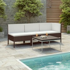 Garden Furniture Set Brown PE