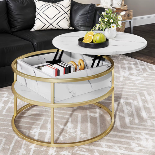Round lift top coffee table - lift-top,