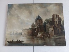 Salamon Gyorsky Hungarian Artist Vintage Oil On Board Castle Scene Pictured