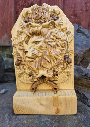 Lion viking wooden sculpture - lion,