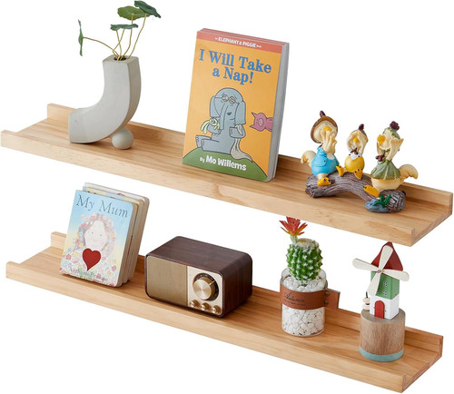 Solid wood floating wall shelf - solid,