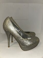 Gold Sparkle Platform High Heel Shoes -Size 7