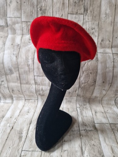 Vintage red eool mix beret - red,