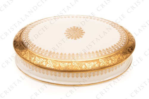 Gold inlaid oval candy jar - oval, by