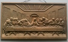 Antique cast iron wall plaque, 'The Last Supper'
