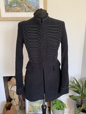 Zara Black Velvet Military Style Jacket Blazer Coat Embroidered Toggle - Size XS