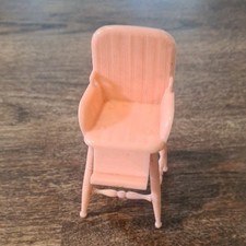 Vintage Kleeware Dolls House Furniture - Pink Plastic High Chair - 1940s