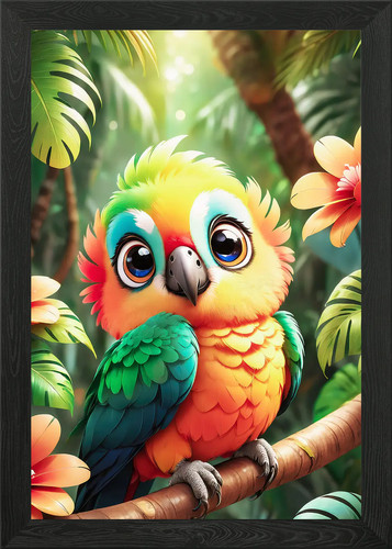 Colorful parrot framed wall - framed,
