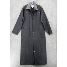 Vintage Ozark Trail Coat Mens Medium Duster Western Cowboy Canvas Oilskin Black