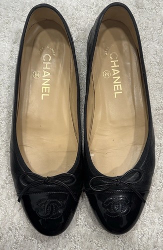 Chanel black leather ballerina - chanel,