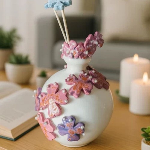 Handcrafted floral ceramic - handcrafted,