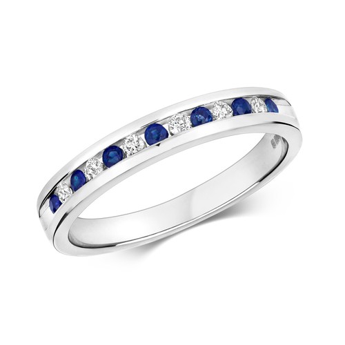 9ct white gold - gold, sapphire