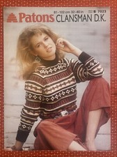 WOMENS CLANSMAN DK WOOL PATTERNED JUMPER 32-40” VTG KNITTING PATTERN PATONS 7023