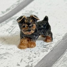Yorkshire Terrier Puppy Dog Minifig Mini Figurine Handpainted Porcelain Ornament