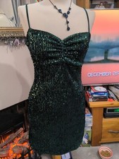 Zara Stunning Green Sequin Sweetheart Neck Bodycon Dress Size S