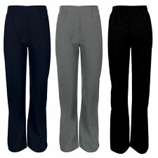 2X GIRLS PULL UP SCHOOL TROUSERS HALF ELASTICATED WAIST UNIFORM PANTS BOTTOMS