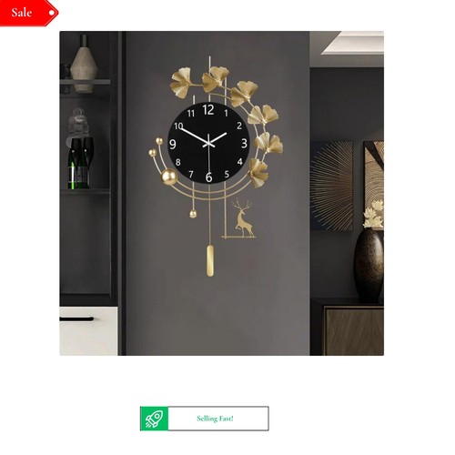 Large gold wall clock - wall, with