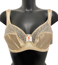 Swegmark Nude Gold Bra 36D Unpadded Underwired satin & lace with padded straps