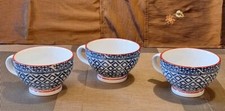 3 x Large 'Joyye' Handcrafted Porcelain Coffee Mugs: 400ml Beautiful Condition 