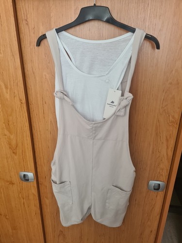 Beige jumpsuit with white tank - with,