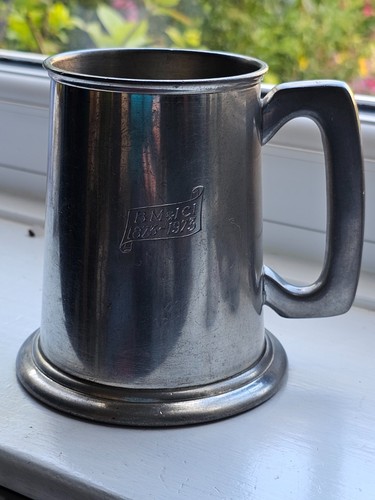 Engraved pewter tankard - bm, &