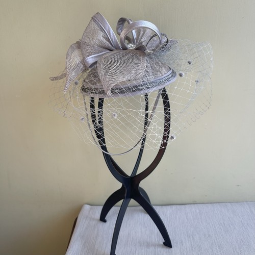 Grey silver fascinator - grey,