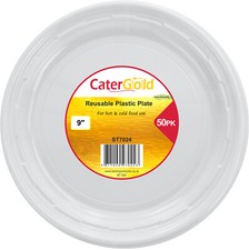 50 Reusable Plastic Plates  9"