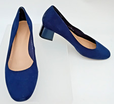 M&S INSOLIA Women's Size 6 EU 39 Navy Blue Suede Block Heel Court Shoes