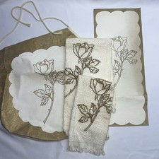 Vtg 50s Gold Rose Toilet Seat