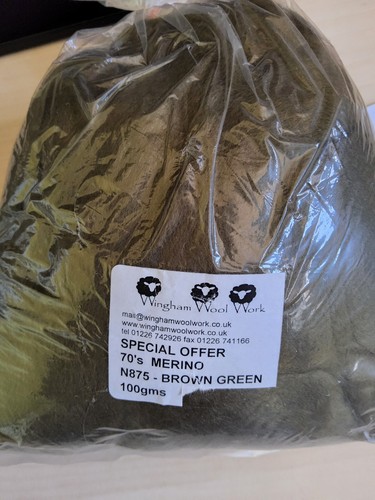 100g brown green merino - brown, wool
