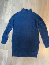 Marks and Spencers Blue Ribbed Pure Cashmere Tunic Jumper