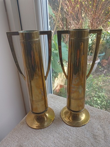 Pair antique art deco brass - pair,