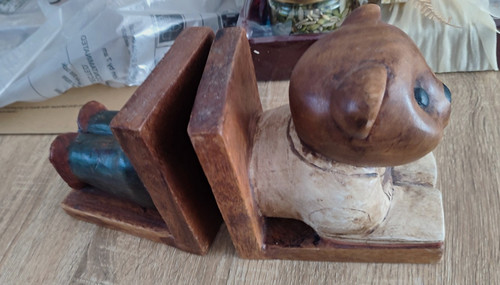 Vintage wooden teddy bear - wooden,