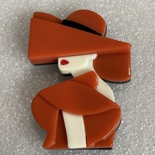 Handemade Layered Resin Orange Lady Brooch.