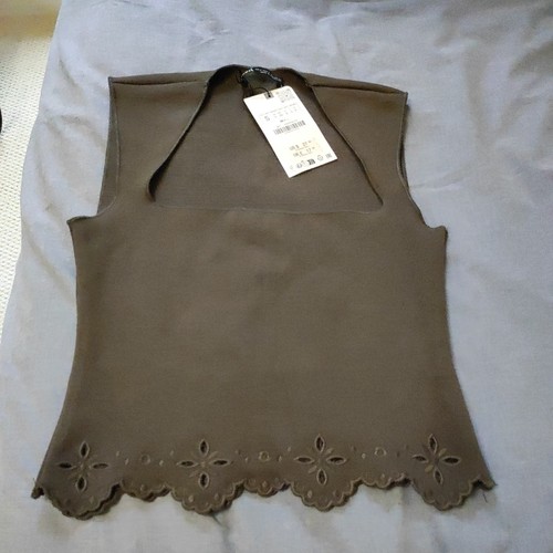 Zara women brown square - square, neck