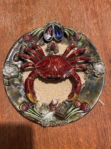 Crab wall plate majolica - crab,